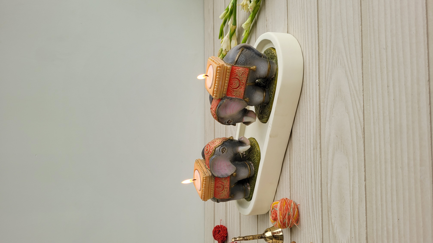 Elephant candle stand platter