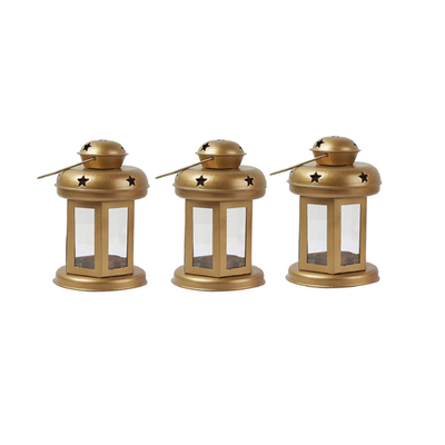 Alisha Exports Set of 3 Decorative Golden Iron Lanterns